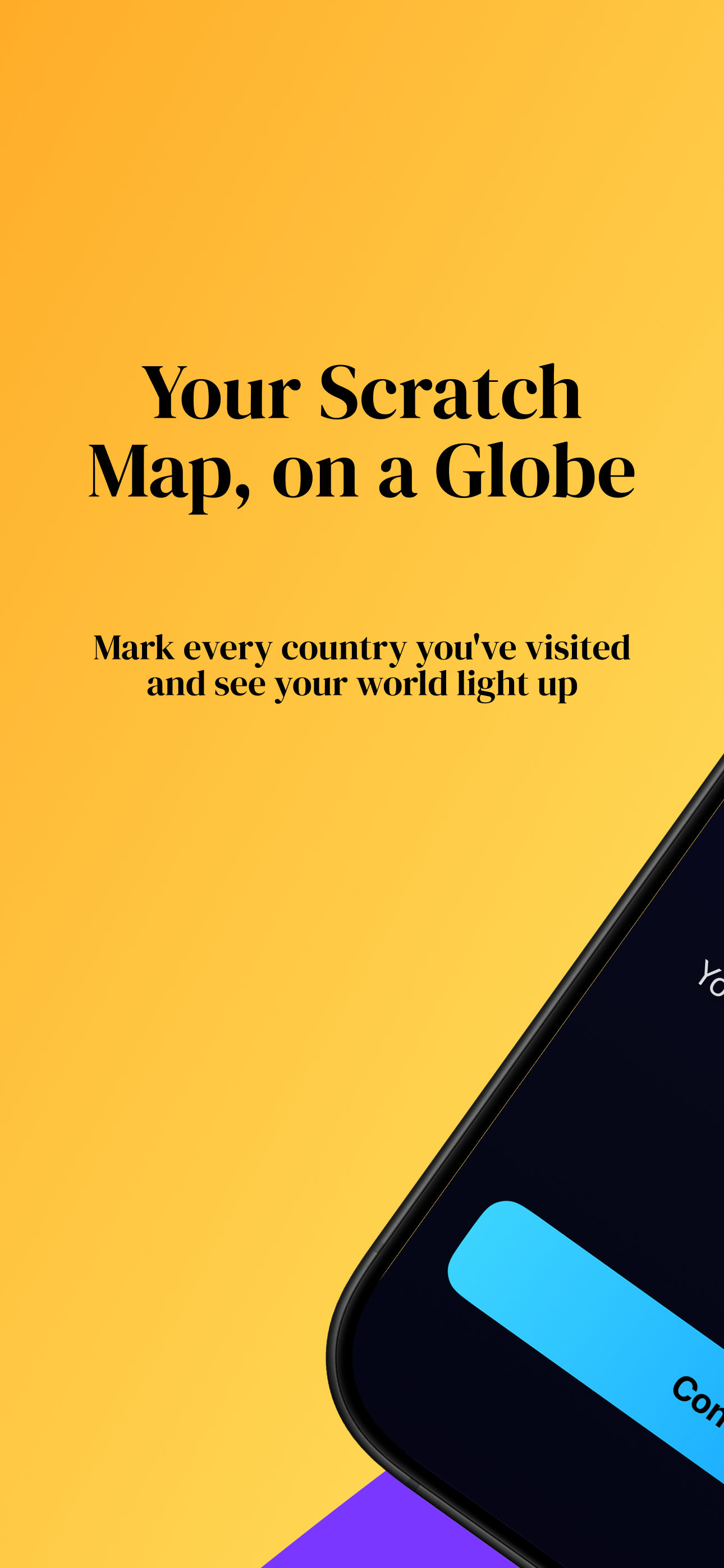 Worldmarks app: interactive 3D globe showing countries visited